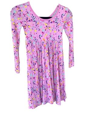 Little Sleepies Girls' Pink Dress Paint Splatter Play Line Bamboo 8 Years